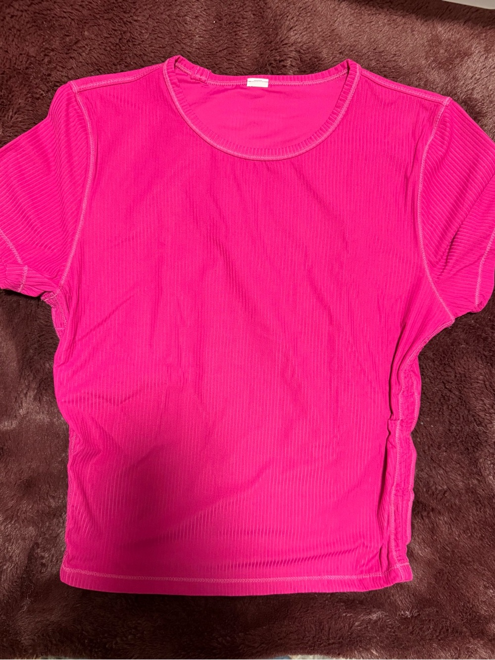 lululemon athletica Hot Pink Ribbed Short Sleeve Tee